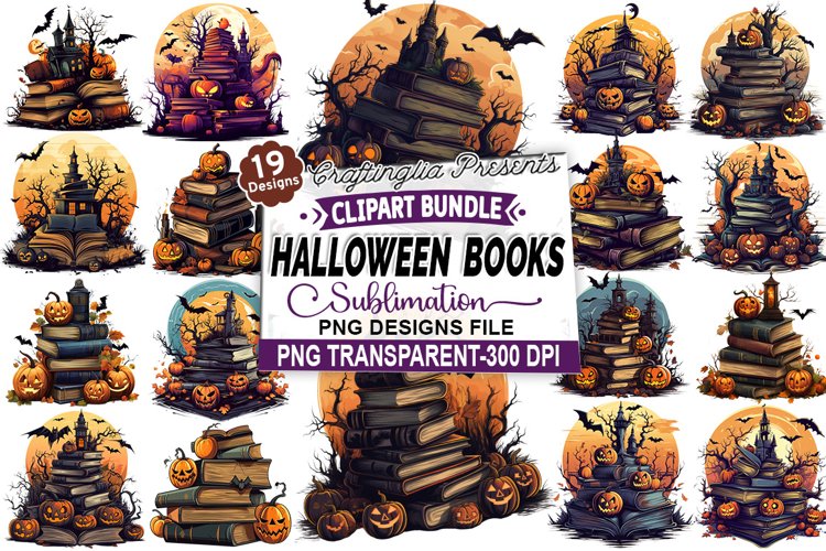 Halloween Books Sublimation Clipart Bundle