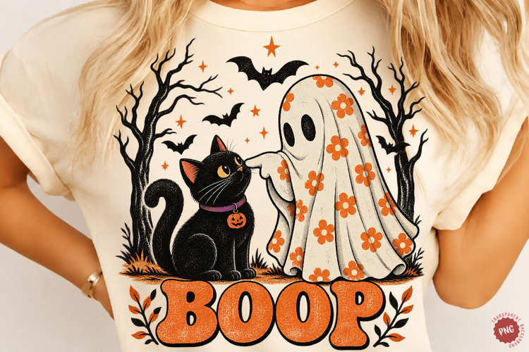 Halloween Boop Ghost Cat PNG