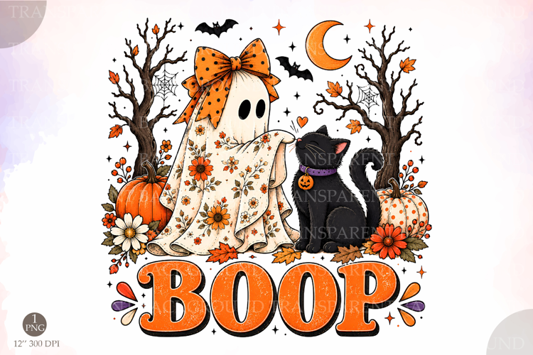 Halloween Boop Ghost Cat PNG,Spooky Season Png