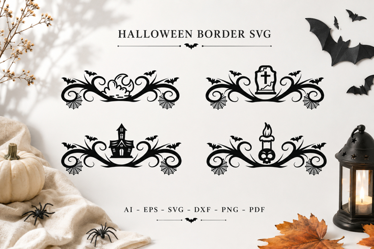 Halloween Border SVG, Spooky Decorative Frame SVG, Gothic