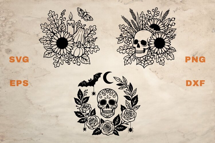 Fall and Halloween Bouquest SVG example image 1