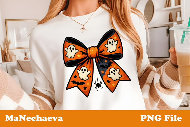 Coquette Halloween Bow Clipart Ghost Bat Spider Sublimation