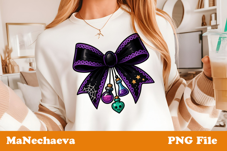 Coquette Halloween Bow T Shirt Design | Potion Clipart
