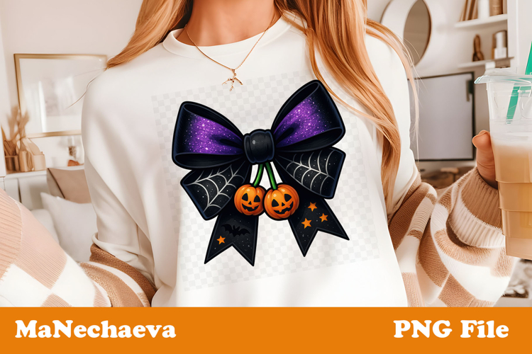 Coquette Halloween Bow Clipart | Pumpkin Charm PNG