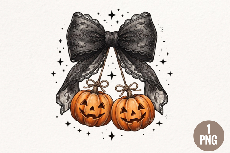 Halloween Bow and Pumpkin PNG