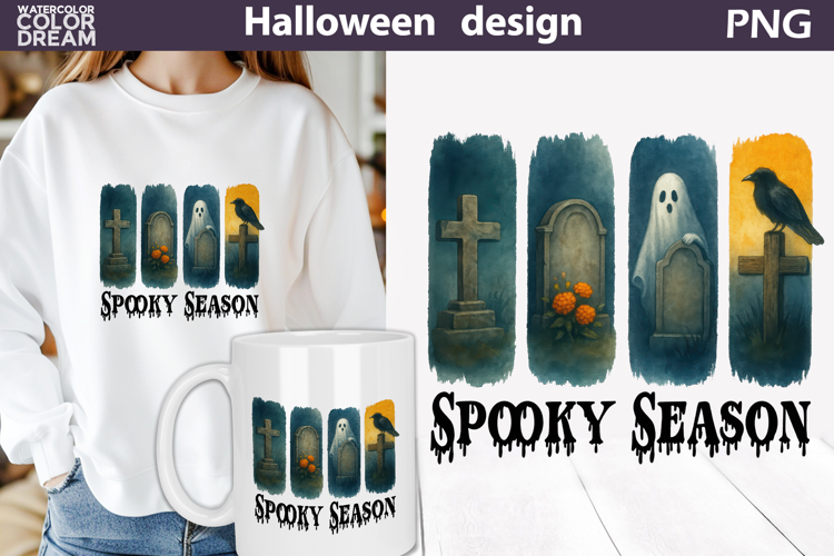 Grave Ghost Crow Brush Strokes | Spooky Season Halloween
