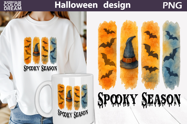 Halloween Witch Hat Bat Brush Stroke | Spooky Season