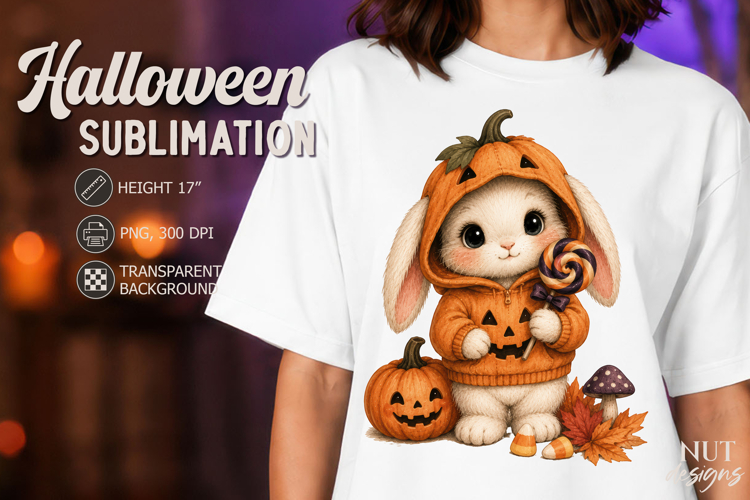 Cute Pumpkin Bunny Halloween clipart pumpkin rabbit