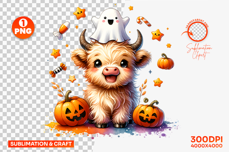 Halloween Calf Autumn Leaves Clipart PNG Sublimation Design