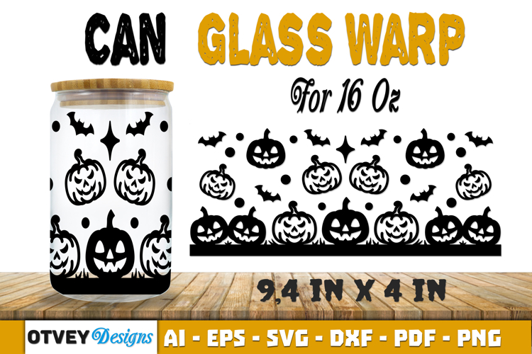 Can Glass 16 Oz Libbey Wrap SVG Halloween SVG