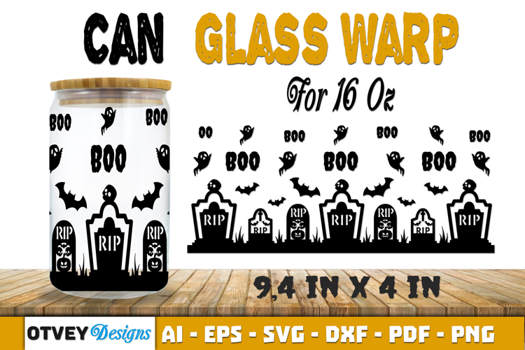 Can Glass 16 Oz Libbey Wrap SVG Halloween SVG