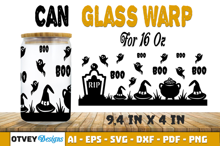 Can Glass 16 Oz Libbey Wrap SVG Halloween SVG