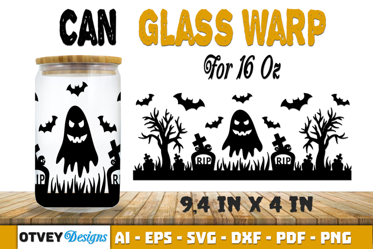 Can Glass 16 Oz Libbey Wrap SVG Halloween SVG