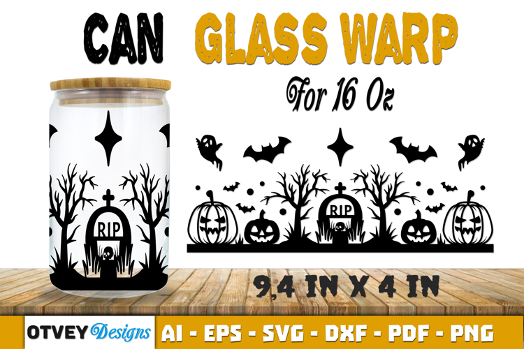 Can Glass 16 Oz Libbey Wrap SVG Halloween SVG