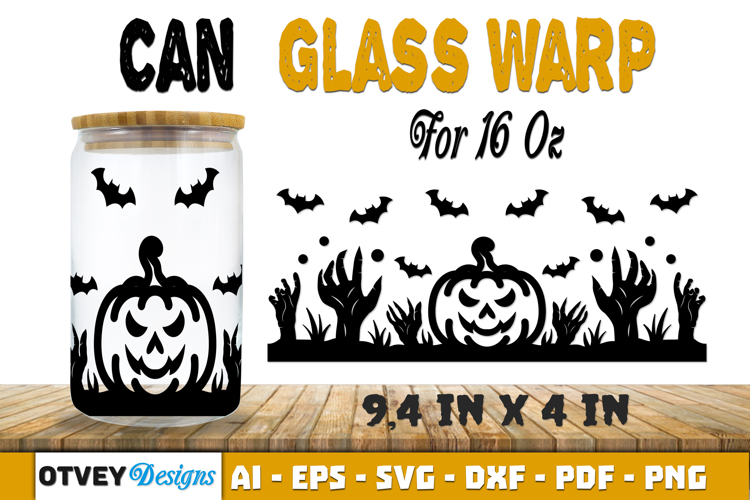 Can Glass 16 Oz Libbey Wrap SVG Halloween SVG