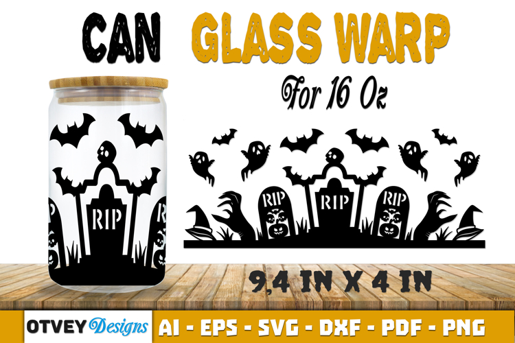 Can Glass 16 Oz Libbey Wrap SVG Halloween SVG