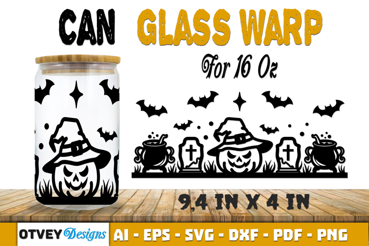 Can Glass 16 Oz Libbey Wrap SVG Halloween SVG