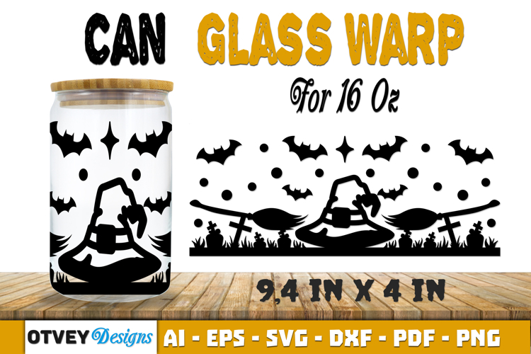 Can Glass 16 Oz Libbey Wrap SVG Halloween SVG