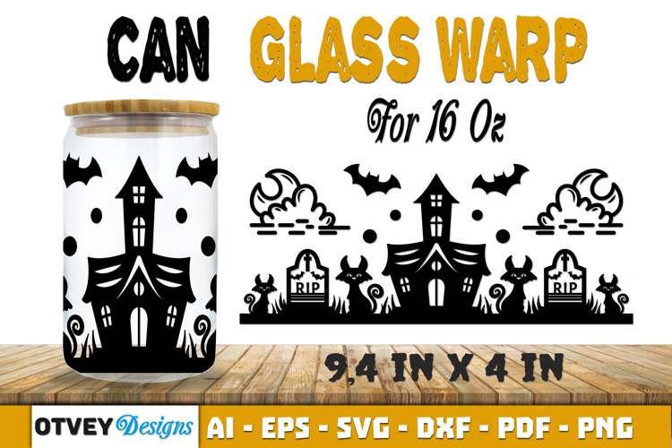 Can Glass 16 Oz Libbey Wrap SVG Halloween SVG