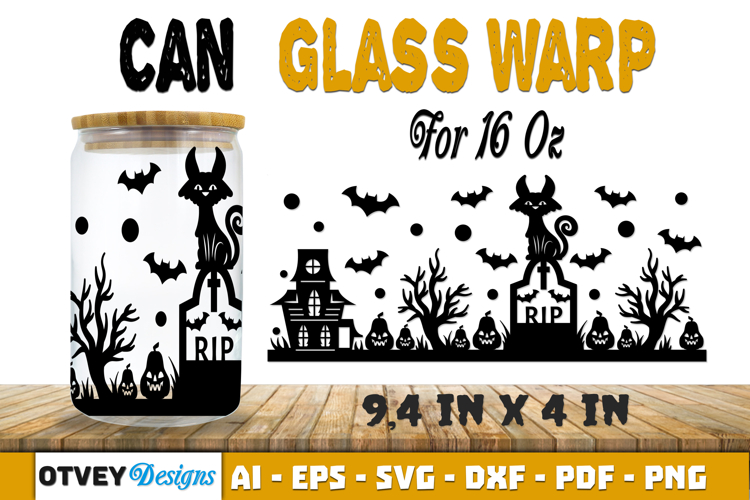 Can Glass 16 Oz Libbey Wrap SVG Halloween SVG