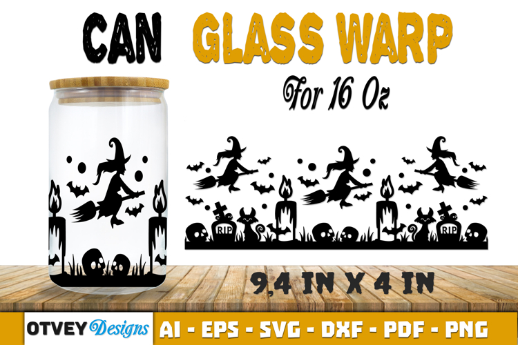Can Glass 16 Oz Libbey Wrap SVG Halloween SVG