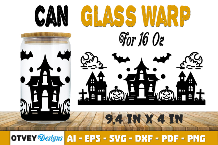 Can Glass 16 Oz Libbey Wrap SVG Halloween SVG