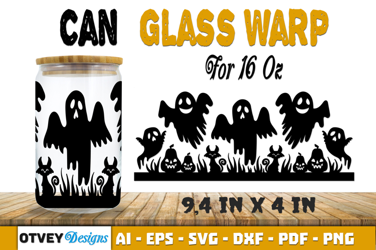 Can Glass 16 Oz Libbey Wrap SVG Halloween SVG