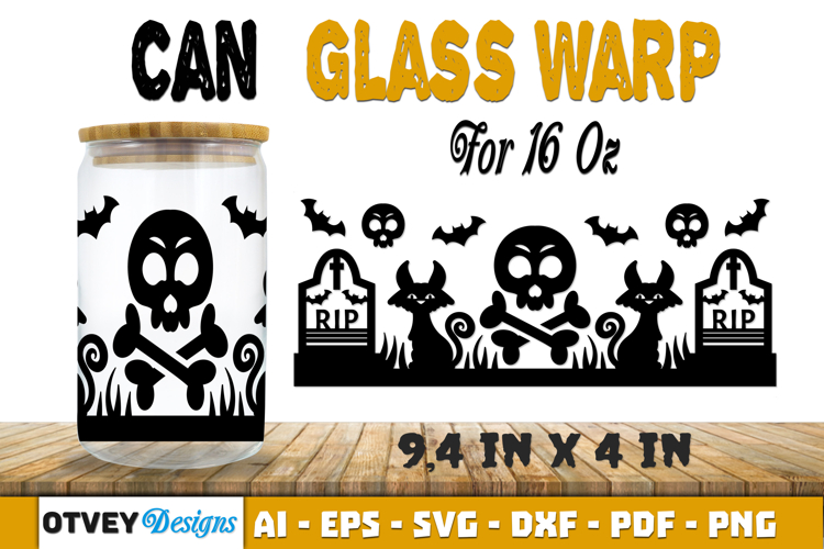 Can Glass 16 Oz Libbey Wrap SVG Halloween SVG
