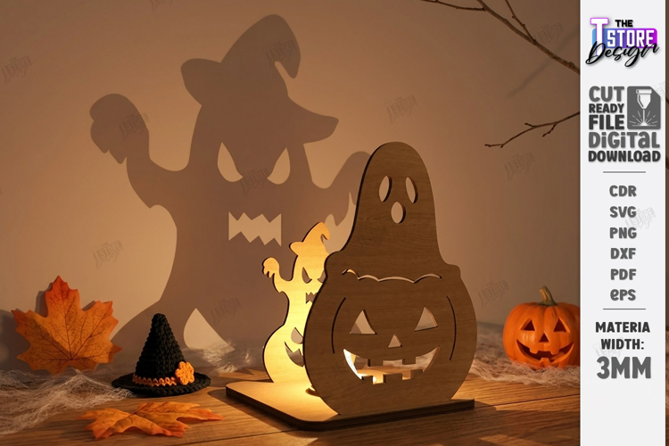 Halloween Candle Holder Laser Cut | Shadow Tealight Holder
