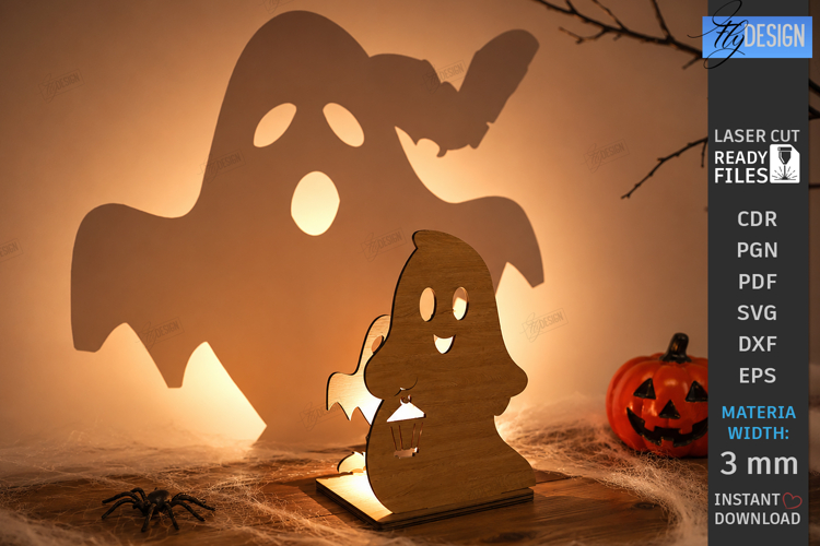 Halloween Candle Holder Laser Cut | 3D Spooky Shadow Lantern