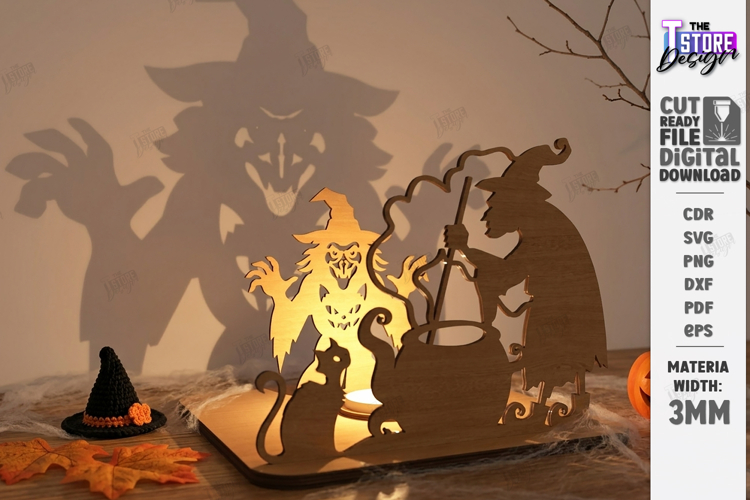 Halloween Candle Holder Laser Cut | Shadow Tealight Holder