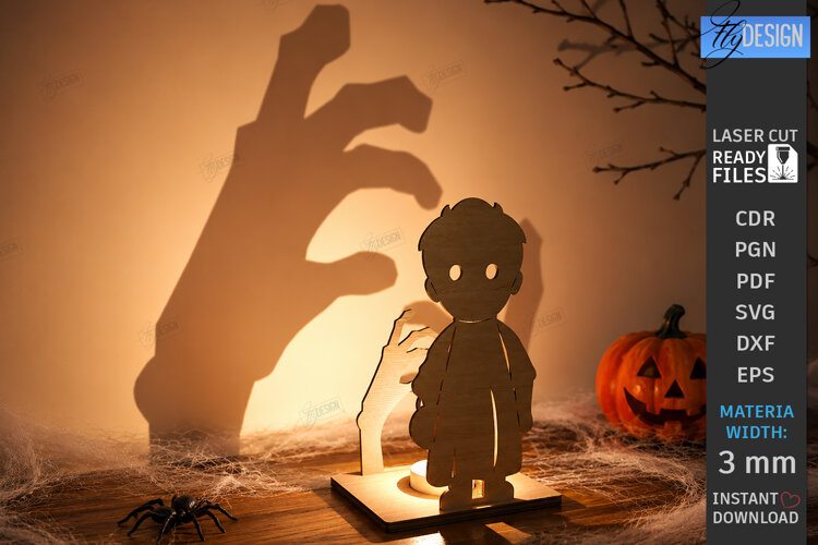 Halloween Candle Holder Laser Cut | 3D Spooky Shadow Lantern example image 1