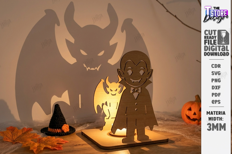Halloween Candle Holder Laser Cut | Shadow Tealight Holder