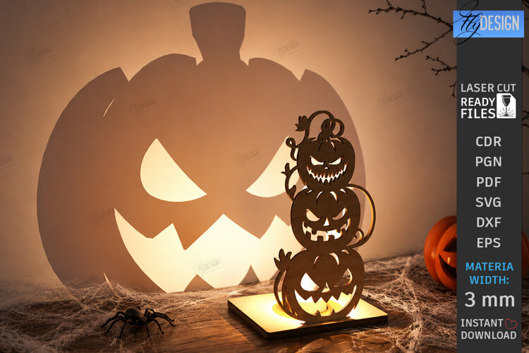 Halloween Candle Holder Laser Cut | 3D Spooky Shadow Lantern example image 1