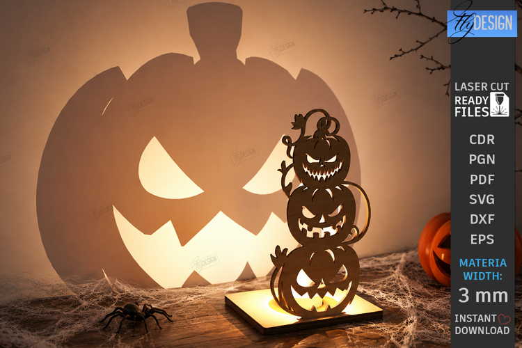Halloween Candle Holder Laser Cut | 3D Spooky Shadow Lantern