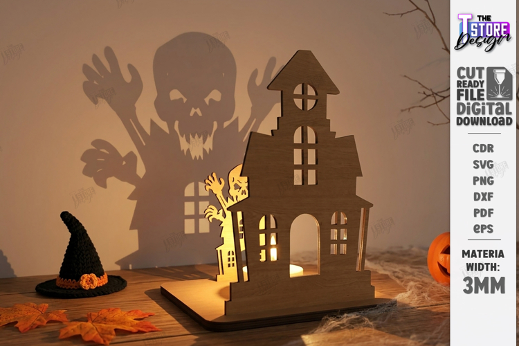 Halloween Candle Holder Laser Cut | Shadow Tealight Holder
