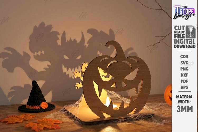 Halloween Candle Holder Laser Cut | Shadow Tealight Holder