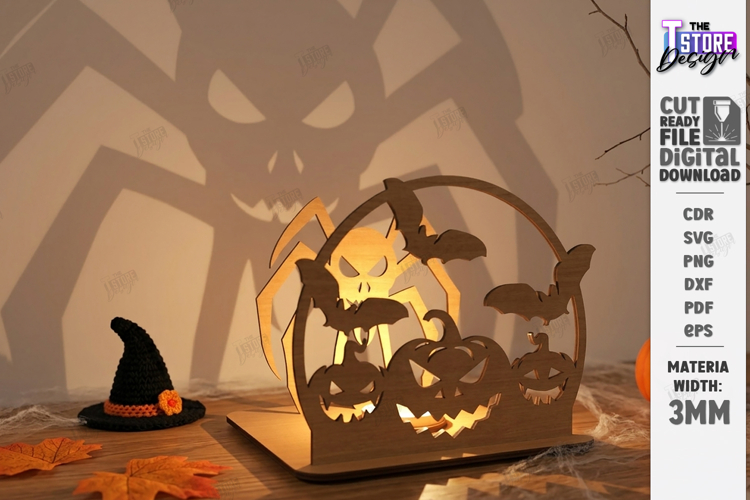 Halloween Candle Holder Laser Cut | Shadow Tealight Holder