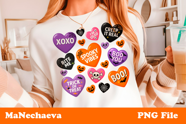 Halloween Candy Sublimation | Spooky Heart Clipart