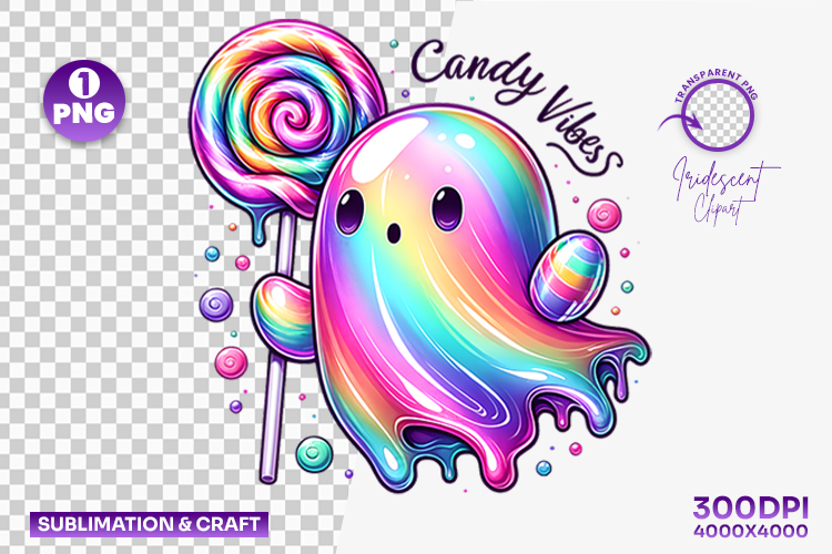 Halloween Candy Lollipop Ghost Clipart PNG Sublimation