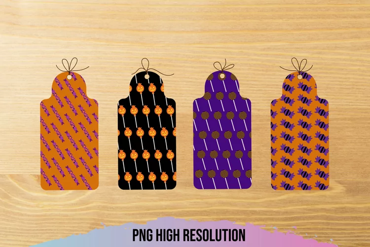 Halloween Candy Patterned Shaped Tag Set