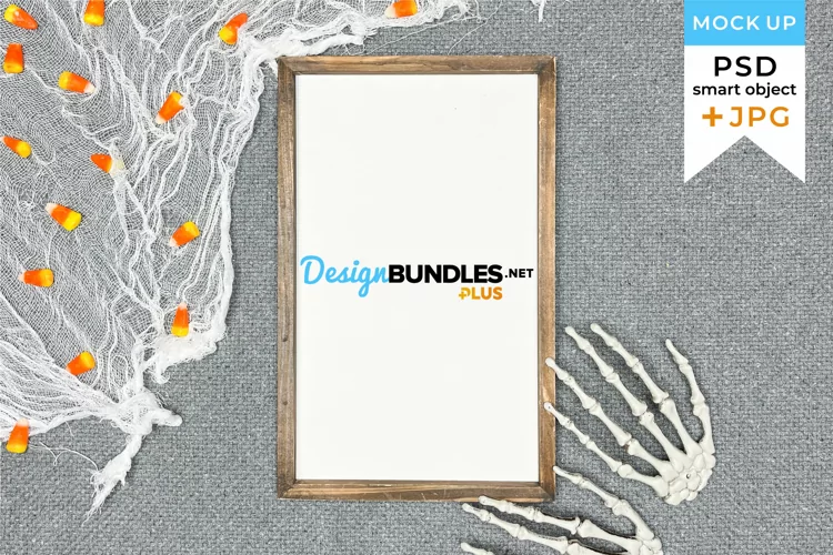 Vertical Farmhouse Sign mockup Halloween | Wood sign mockup