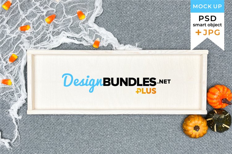 Halloween wood sign mockup | Farmhouse sign mockup Halloween example image 1