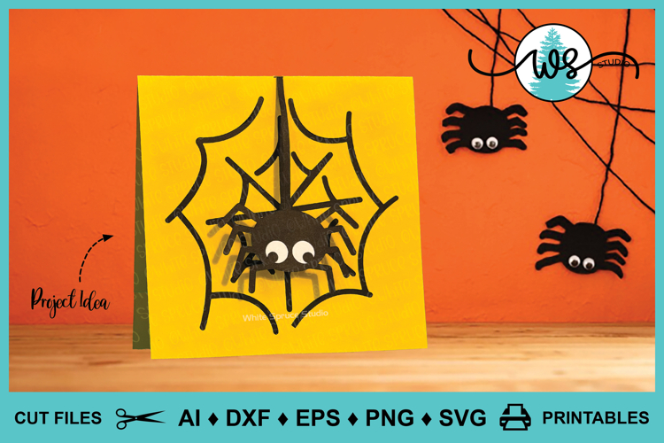 Halloween Spiderweb Spider Card Template