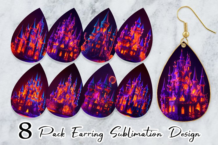 Earring teardrop sublimation design Halloween Castile Neon