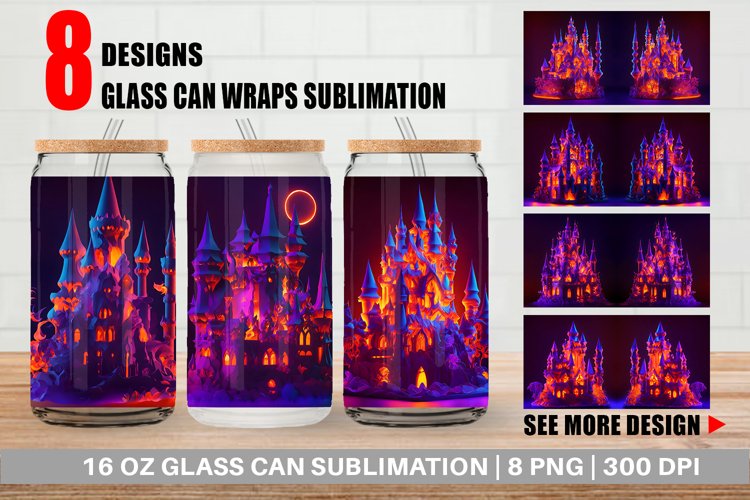 Halloween Castile Neon Glass Can Wraps example image 1