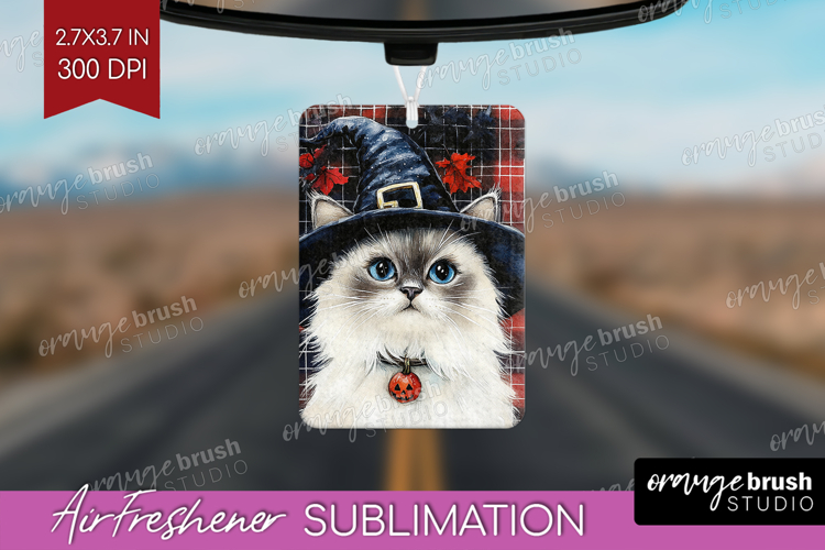 Halloween Cat Air Freshener PNG - Witch Hat PNG Sublimation