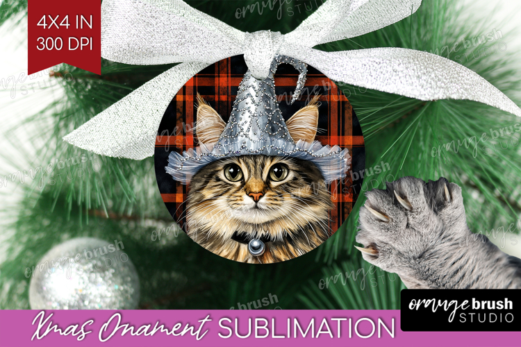 Halloween Cat Ornament PNG - Witch Hat PNG Sublimation