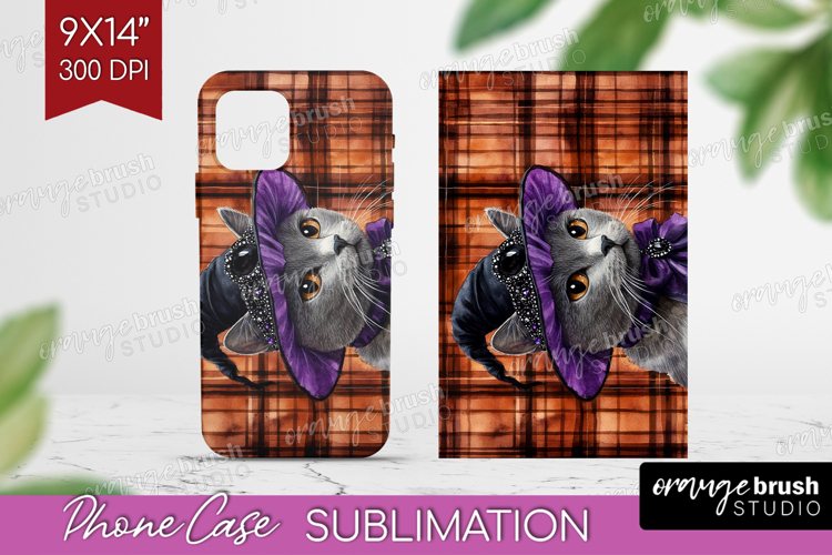 Halloween Cat Phone Case PNG - Witch Hat Case PNG