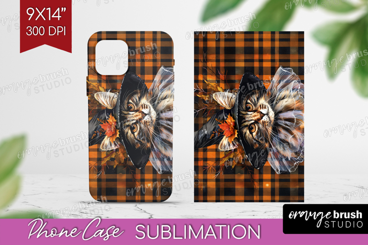 Halloween Cat Phone Case PNG - Witch Hat Case PNG